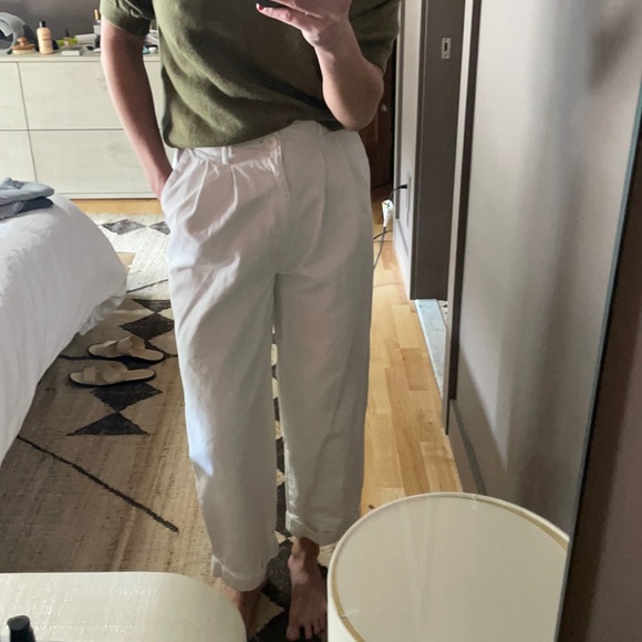 ZARA Premium White Slouch Pleated Denim Trousers 6 - Picture 3 of 7